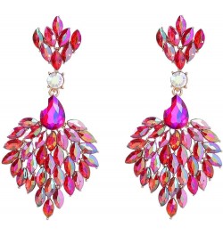 Fashion Statement Chandelier Earrings for Women Rhinestone Crystal Large Dangle Earrings for Wedding Prom Party Red $10.39 Ea...