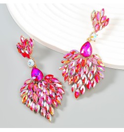 Fashion Statement Chandelier Earrings for Women Rhinestone Crystal Large Dangle Earrings for Wedding Prom Party Red $10.39 Ea...