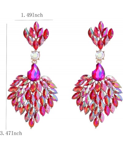 Fashion Statement Chandelier Earrings for Women Rhinestone Crystal Large Dangle Earrings for Wedding Prom Party Red $10.39 Ea...