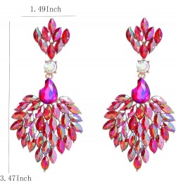 Fashion Statement Chandelier Earrings for Women Rhinestone Crystal Large Dangle Earrings for Wedding Prom Party Red $10.39 Ea...