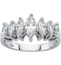 PalmBeach Platinum-Plated Sterling Silver or 18K Gold-Plated Marquise Cut Cubic Zirconia Graduated Anniversary Ring Size 7 $2...