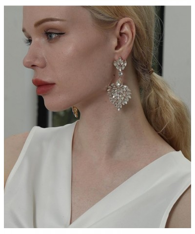 Fashion Statement Chandelier Earrings for Women Rhinestone Crystal Large Dangle Earrings for Wedding Prom Party Red $10.39 Ea...