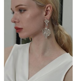 Fashion Statement Chandelier Earrings for Women Rhinestone Crystal Large Dangle Earrings for Wedding Prom Party Red $10.39 Ea...