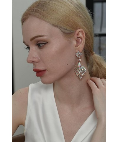 Fashion Statement Chandelier Earrings for Women Rhinestone Crystal Large Dangle Earrings for Wedding Prom Party Red $10.39 Ea...