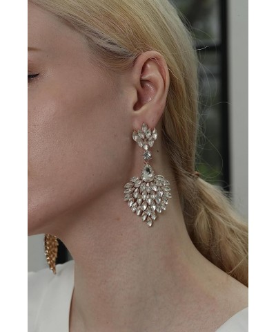 Fashion Statement Chandelier Earrings for Women Rhinestone Crystal Large Dangle Earrings for Wedding Prom Party Red $10.39 Ea...