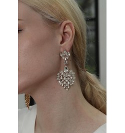 Fashion Statement Chandelier Earrings for Women Rhinestone Crystal Large Dangle Earrings for Wedding Prom Party Red $10.39 Ea...