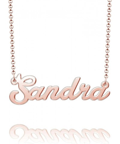 Sterling Silver Pendant Customized Plate Personalized Name Necklace Gift for Women Couple Sandra Rose Gold $10.49 Necklaces