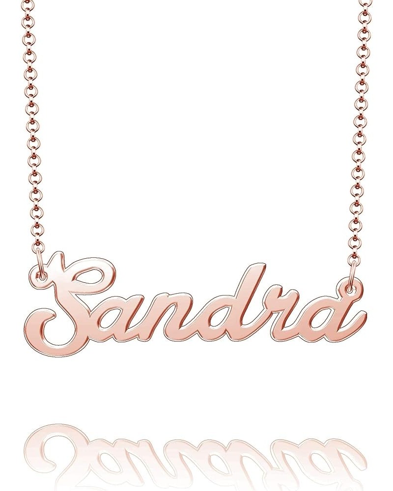 Sterling Silver Pendant Customized Plate Personalized Name Necklace Gift for Women Couple Sandra Rose Gold $10.49 Necklaces