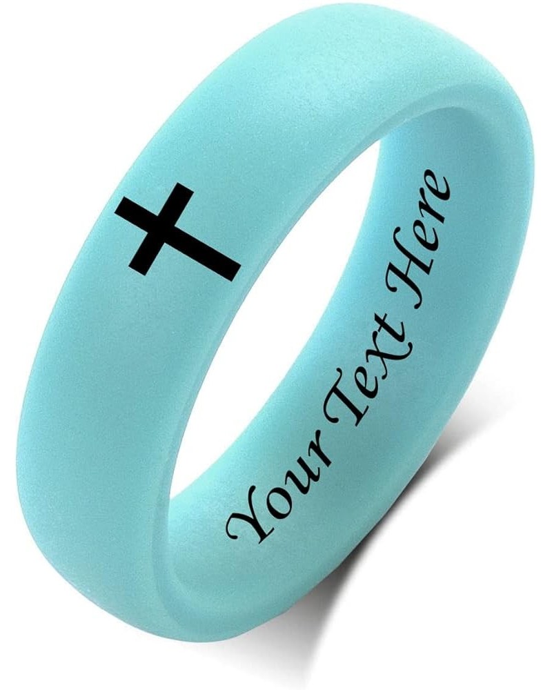 SHNIAN Customize Inspirational Silicone Ring, Lightweight Comfort Fit Dome Flexible Band Soft Rubber Rings Women Religion Gif...