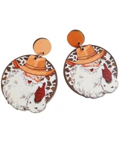 4 Pairs Cute Christmas Santa Claus Wood Dangle Drop Earrings for Women Girl Lightweight Handmade Wooden Xmas Earrings Earring...