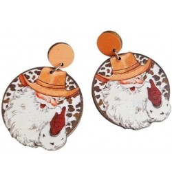 4 Pairs Cute Christmas Santa Claus Wood Dangle Drop Earrings for Women Girl Lightweight Handmade Wooden Xmas Earrings Earring...