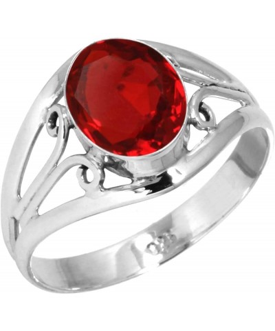 925 Sterling Silver Handmade Ring for Women 8x10 Oval Gemstone Statement Jewelry for Gift (99052_R) Ruby Simulated $18.62 Rings