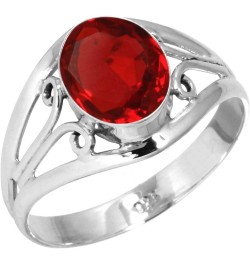 925 Sterling Silver Handmade Ring for Women 8x10 Oval Gemstone Statement Jewelry for Gift (99052_R) Ruby Simulated $18.62 Rings