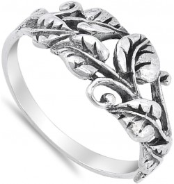 Oxidized Tree Leaf Vine Forest Filigree Ring 925 Sterling Silver Band Sizes 5-10 $10.86 Rings