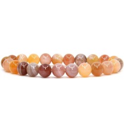 Handmade Gem Semi Precious Gemstone 8mm Round Beads Stretch Bracelet 7" Unisex Red Botswana Agate $8.11 Bracelets