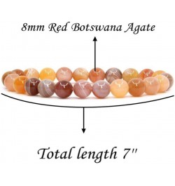 Handmade Gem Semi Precious Gemstone 8mm Round Beads Stretch Bracelet 7" Unisex Red Botswana Agate $8.11 Bracelets