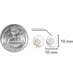 Dainty Casual Round 10mm Swirl Shiva Shell .925 Silver Post Earrings $11.74 Earrings