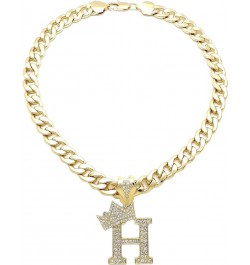 ICED Out Alphabet Letter Pendant & 11mm/20 Cuban Chain Gold Plated Necklaces RC3399G H $13.72 Necklaces