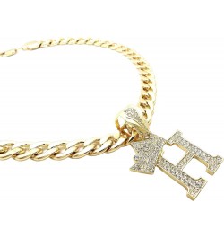 ICED Out Alphabet Letter Pendant & 11mm/20 Cuban Chain Gold Plated Necklaces RC3399G H $13.72 Necklaces