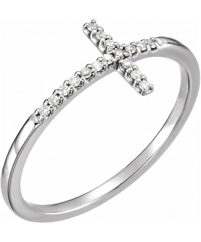 White Gold Sideways Cross Diamond Ring $106.74 Rings