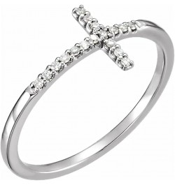 White Gold Sideways Cross Diamond Ring $106.74 Rings