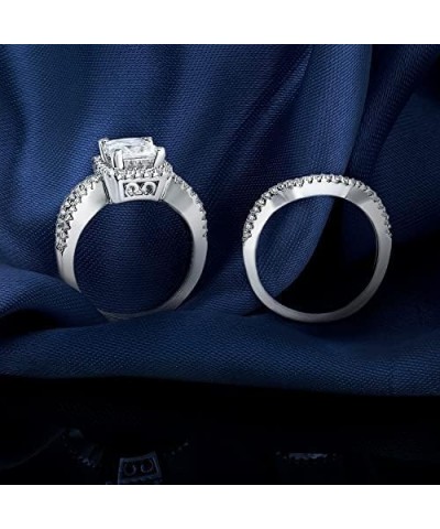 Two-in-One Wedding Engagement Rings,18K White Gold Plated Cubic Zirconia Eternity Bridal Rings for Women A-Two set $13.01 Rings