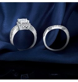 Two-in-One Wedding Engagement Rings,18K White Gold Plated Cubic Zirconia Eternity Bridal Rings for Women A-Two set $13.01 Rings