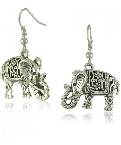 Handmade Boho Retro Lucky Elephants Drop Dangle Earrings Ancient Silver Animals Statement Earrings Jewelry for Women Girls Si...