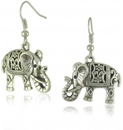 Handmade Boho Retro Lucky Elephants Drop Dangle Earrings Ancient Silver Animals Statement Earrings Jewelry for Women Girls Si...