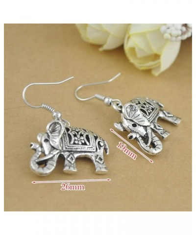 Handmade Boho Retro Lucky Elephants Drop Dangle Earrings Ancient Silver Animals Statement Earrings Jewelry for Women Girls Si...