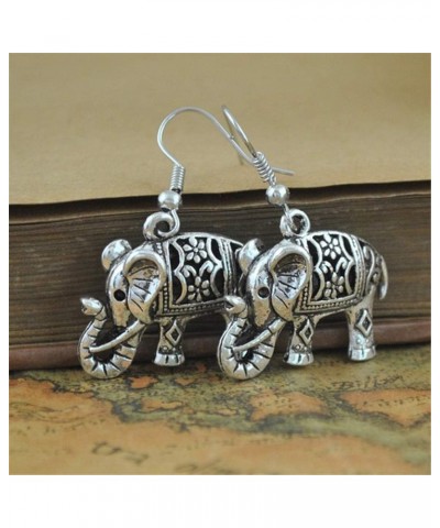 Handmade Boho Retro Lucky Elephants Drop Dangle Earrings Ancient Silver Animals Statement Earrings Jewelry for Women Girls Si...