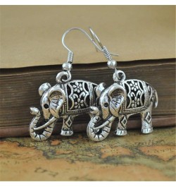 Handmade Boho Retro Lucky Elephants Drop Dangle Earrings Ancient Silver Animals Statement Earrings Jewelry for Women Girls Si...