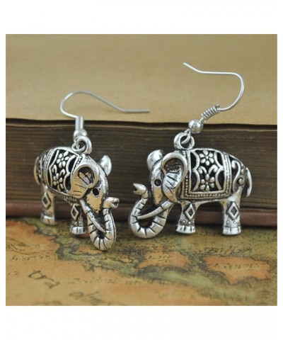 Handmade Boho Retro Lucky Elephants Drop Dangle Earrings Ancient Silver Animals Statement Earrings Jewelry for Women Girls Si...