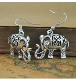 Handmade Boho Retro Lucky Elephants Drop Dangle Earrings Ancient Silver Animals Statement Earrings Jewelry for Women Girls Si...