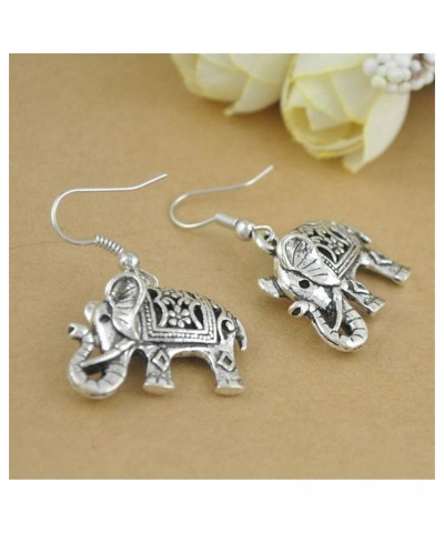 Handmade Boho Retro Lucky Elephants Drop Dangle Earrings Ancient Silver Animals Statement Earrings Jewelry for Women Girls Si...