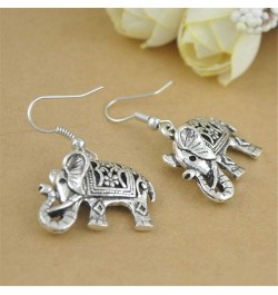 Handmade Boho Retro Lucky Elephants Drop Dangle Earrings Ancient Silver Animals Statement Earrings Jewelry for Women Girls Si...