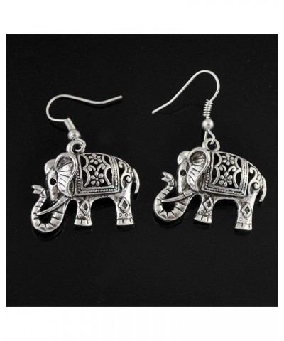 Handmade Boho Retro Lucky Elephants Drop Dangle Earrings Ancient Silver Animals Statement Earrings Jewelry for Women Girls Si...