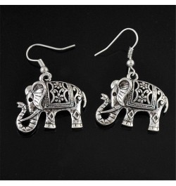 Handmade Boho Retro Lucky Elephants Drop Dangle Earrings Ancient Silver Animals Statement Earrings Jewelry for Women Girls Si...