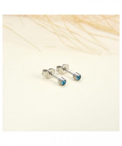 12 Pairs Ear Piercing Stud Earrings, Surgical Stainless Steel Multicolor Cubic Zirconia Birthstone Stud Earrings for Ear Pier...