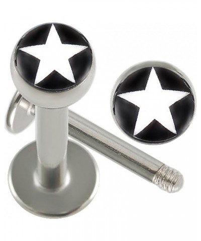 14g 14 Gauge 3/8 10mm Surgical Steel Lip Bar Labret Ring Monroe Ear Tragus Stud Bars Ball 4mm Logo Piercing 2Pcs Star1 $10.31...