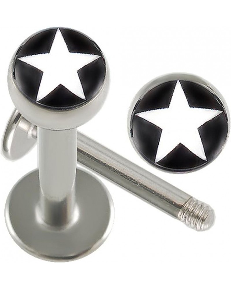 14g 14 Gauge 3/8 10mm Surgical Steel Lip Bar Labret Ring Monroe Ear Tragus Stud Bars Ball 4mm Logo Piercing 2Pcs Star1 $10.31...