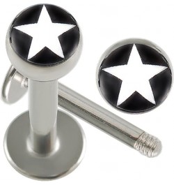 14g 14 Gauge 3/8 10mm Surgical Steel Lip Bar Labret Ring Monroe Ear Tragus Stud Bars Ball 4mm Logo Piercing 2Pcs Star1 $10.31...