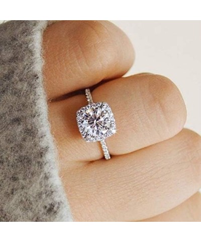 925 Silver CZ Ring Solitaire Crystal Ladies Engagement Ring Cubic Zirconia Promise Engagement Wedding Ring (10) 6 $7.55 Rings