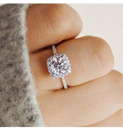 925 Silver CZ Ring Solitaire Crystal Ladies Engagement Ring Cubic Zirconia Promise Engagement Wedding Ring (10) 6 $7.55 Rings