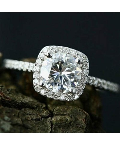 925 Silver CZ Ring Solitaire Crystal Ladies Engagement Ring Cubic Zirconia Promise Engagement Wedding Ring (10) 6 $7.55 Rings