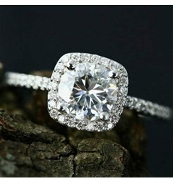 925 Silver CZ Ring Solitaire Crystal Ladies Engagement Ring Cubic Zirconia Promise Engagement Wedding Ring (10) 6 $7.55 Rings