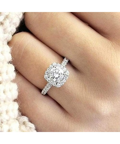 925 Silver CZ Ring Solitaire Crystal Ladies Engagement Ring Cubic Zirconia Promise Engagement Wedding Ring (10) 6 $7.55 Rings