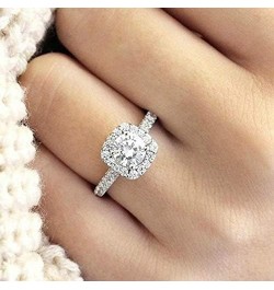 925 Silver CZ Ring Solitaire Crystal Ladies Engagement Ring Cubic Zirconia Promise Engagement Wedding Ring (10) 6 $7.55 Rings