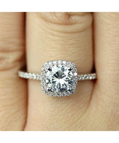 925 Silver CZ Ring Solitaire Crystal Ladies Engagement Ring Cubic Zirconia Promise Engagement Wedding Ring (10) 6 $7.55 Rings