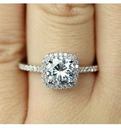 925 Silver CZ Ring Solitaire Crystal Ladies Engagement Ring Cubic Zirconia Promise Engagement Wedding Ring (10) 6 $7.55 Rings